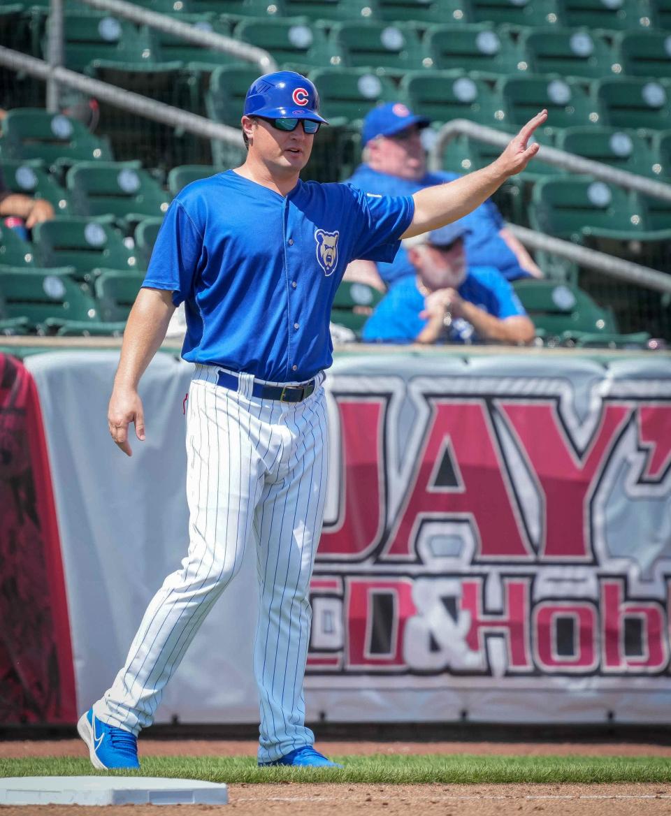 Iowa Cubs third base coach Griffin Benedict could be a manager in the making.