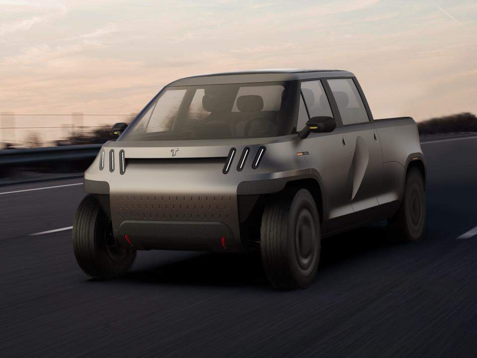 A modern, minimalist electric truck.