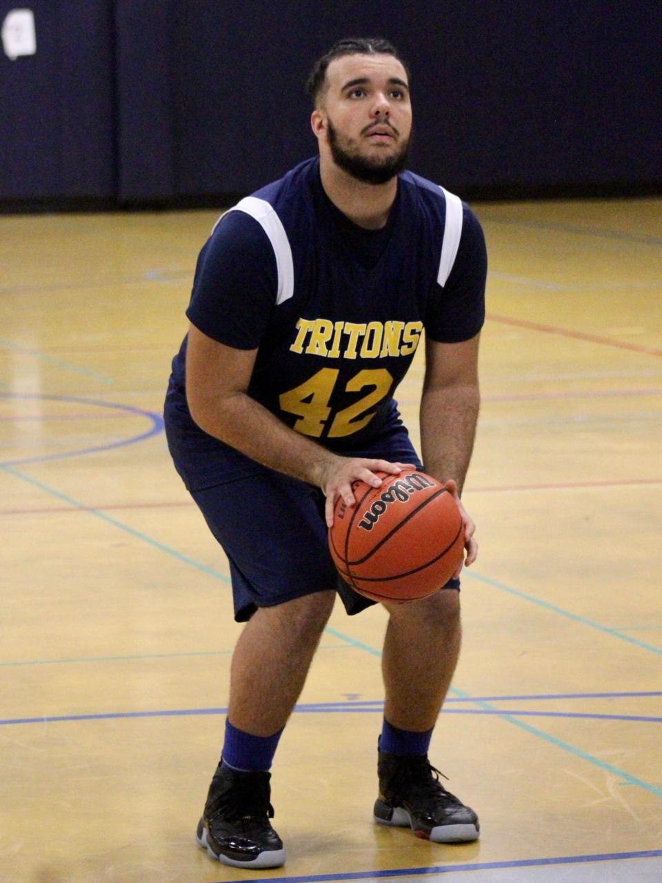 Atlantis Charter’s Kam Silva takes a free throw during a Mayflower League game against Bristol-Plymouth.