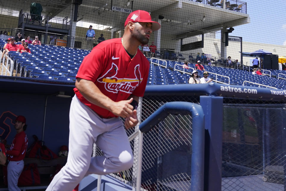 老將Albert Pujols加盟國聯球隊聖路易紅雀。（AP Photo/Sue Ogrocki）