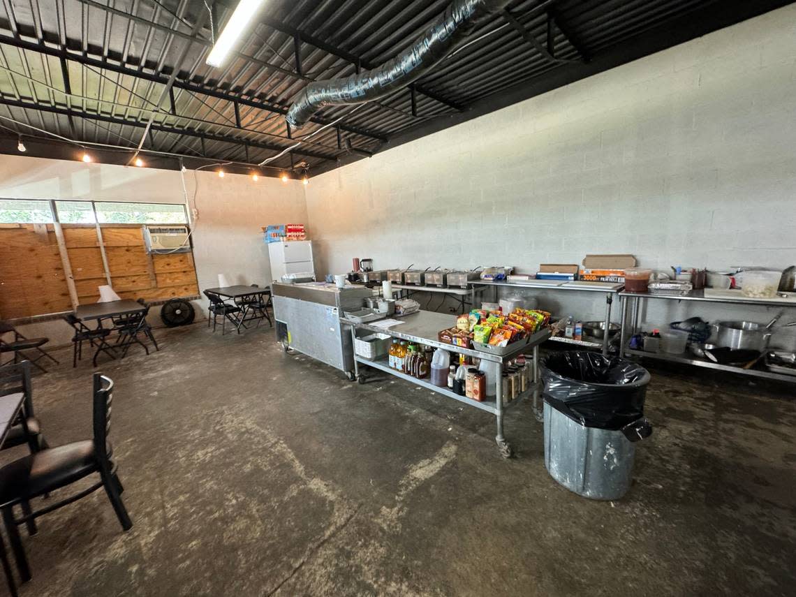 The temporary dining room at Tanker BBQ Co., which has operated for the past several months at 620 W. Maple
