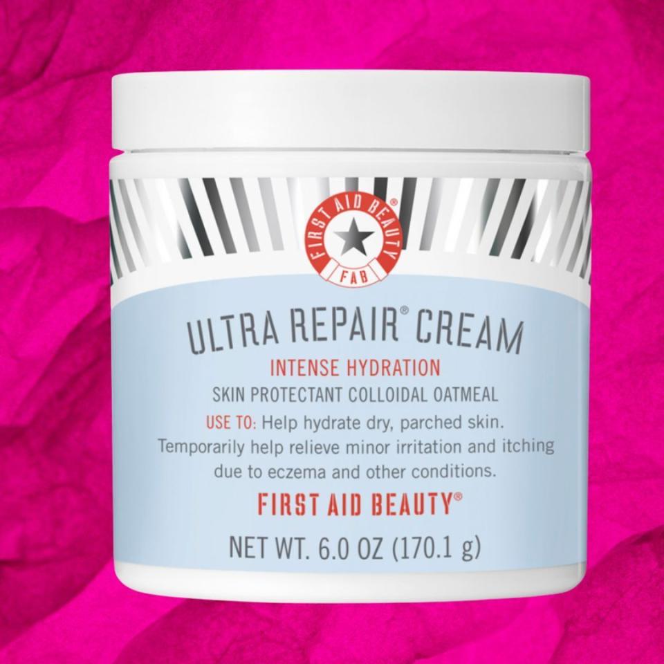 <div><p>"The breakouts associated with menopause are in the category of rosacea," Ilyas told HuffPost, adding that it's important to note that hormone shifts can result in increased skin sensitivity. This fan-favorite, intensely hydrating shea-based cream is kind to sensitive and inflamed skin and is also infused with the soothing benefits of colloidal oatmeal and allantonin. Ilyas said that she likes to place her moisturizer in the fridge, as the cool touch of the product can help alleviate hot flashes while also soothing the skin.</p><p><i>You can buy <a href="https://www.amazon.com/First-Aid-Beauty-Intense-Hydration/dp/B0065I0UMO" rel="nofollow noopener" target="_blank" data-ylk="slk:First Aid Beauty Ultra Repair Cream;elm:context_link;itc:0;sec:content-canvas" class="link ">First Aid Beauty Ultra Repair Cream</a> from Amazon for around $30.</i></p></div><span> Amazon</span>