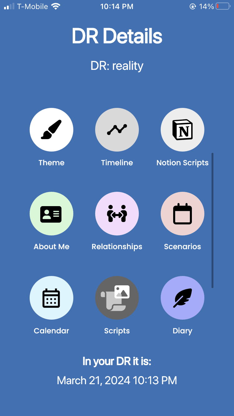 Screenshot of an app with a blue background