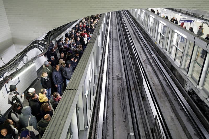 Seventh day of strike by all unions of the Paris transport network and French SNCF workers, in Paris