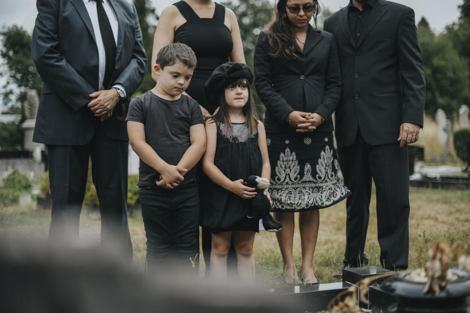 People at a cemetery