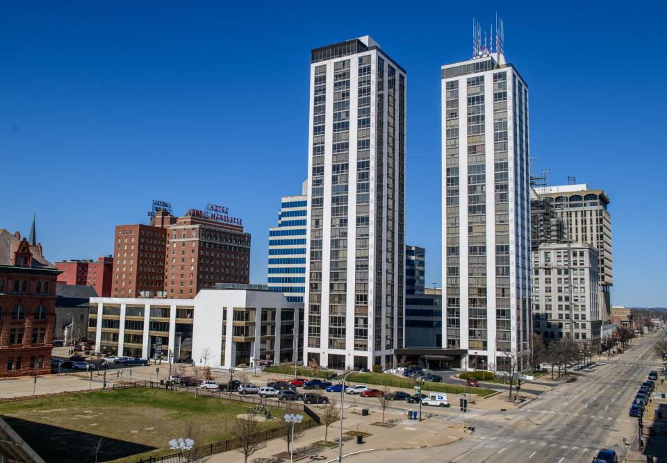 The Twin Towers, 123 and 125 SW Jefferson Ave. in downtown Peoria.