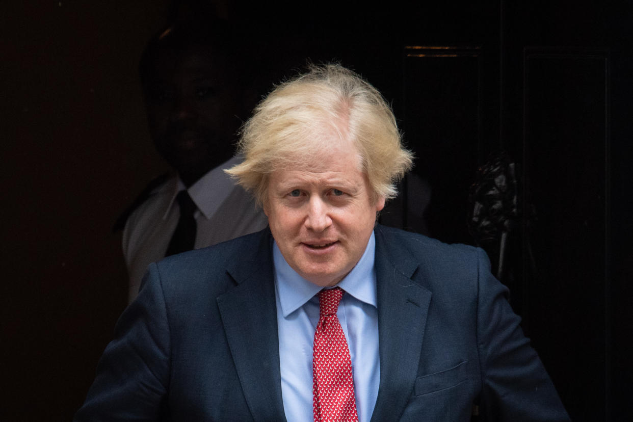 Prime Minister Boris Johnson departs 10 Downing Street, in Westminster, London, to attend Prime Minister's Questions (PMQs) at the Houses of Parliament. (Photo by Dominic Lipinski/PA Images via Getty Images)