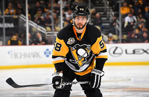 PITTSBURGH, PA - DECEMBER 12: Kris Letang #58 of the Pittsburgh Penguins skates against the Arizona Coyotes at PPG Paints Arena on December 12, 2016 in Pittsburgh, Pennsylvania. (Photo by Joe Sargent/NHLI via Getty Images) *** Local Caption ***