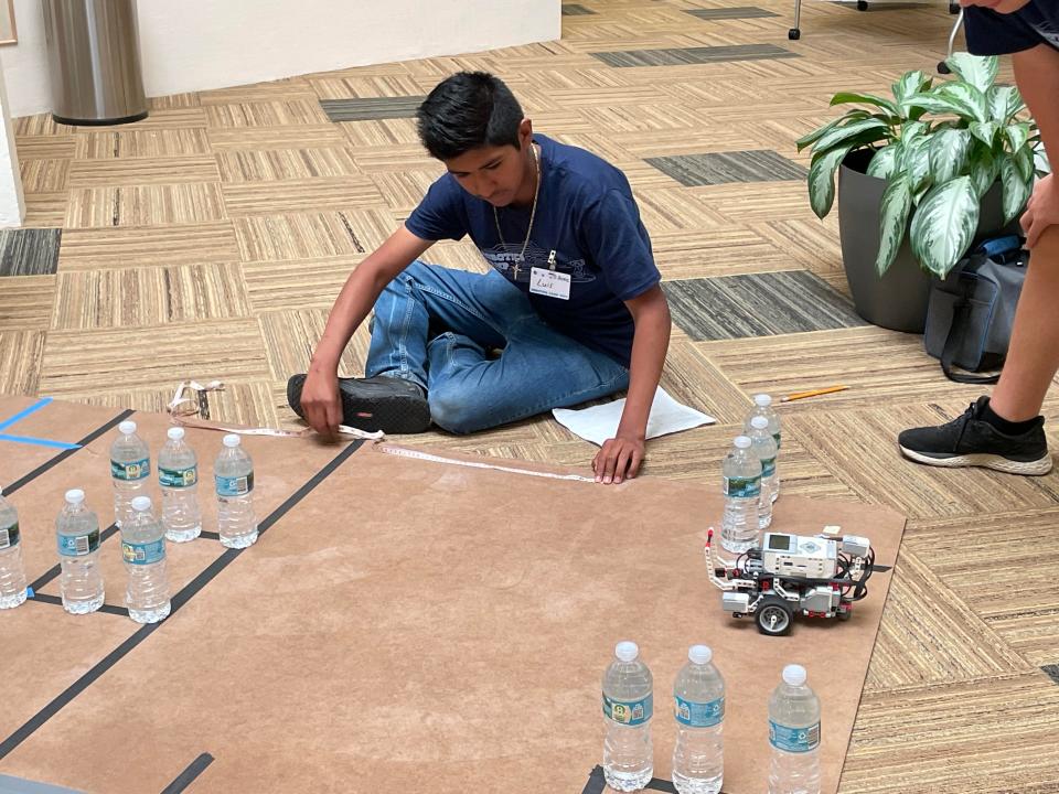 Luis Agustin-Sanchez, grade 10, North Marion High School, enjoyed building and testing the robot during the IHMC Robotics Camp recently.