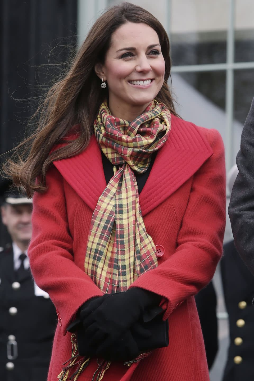 <p>Will and Kate also have their own tartan. Since their Scottish titles are the Earl and Countess of Strathearn, Kate has accessorized several outfits with this yellow and red Strathearn tartan scarf.</p>