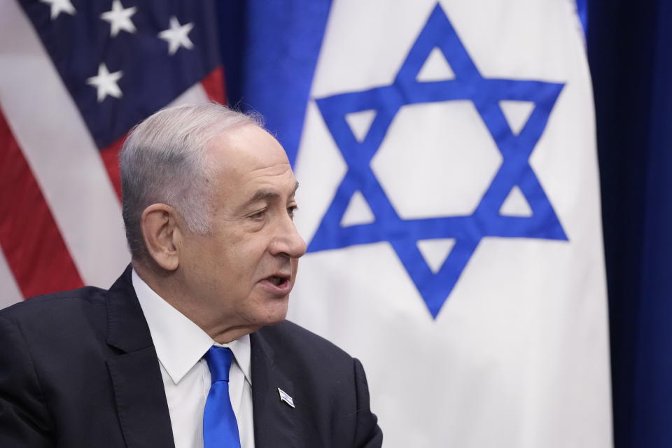 Israeli Prime Minister Benjamin Netanyahu meets with President Joe Biden in New York, Wednesday, Sept. 20, 2023. Biden was in New York to address the 78th United Nations General Assembly. (AP Photo/Susan Walsh)