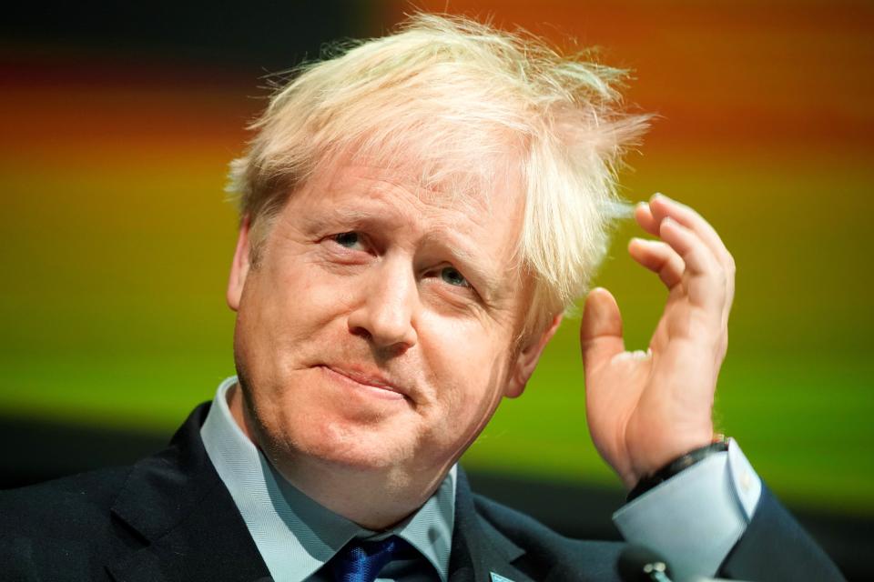 Britain's Prime Minister Boris Johnson gestures as he delivers his speech at the Convention of the North, in the Magna Centre in Rotherham, norhtern England on September 13, 2019. - Boris Johnson will meet EU chief Jean-Claude Juncker in Luxembourg on Monday, officials said, as the British prime minister bids to broker a Brexit compromise ahead of the October 31 deadline. Preparedness in Britain for a no-deal Brexit remains "at a low level", with logjams at Channel ports threatening to impact drug and food supplies, according to government assessments released this week. (Photo by Christopher Furlong / POOL / AFP)        (Photo credit should read CHRISTOPHER FURLONG/AFP/Getty Images)