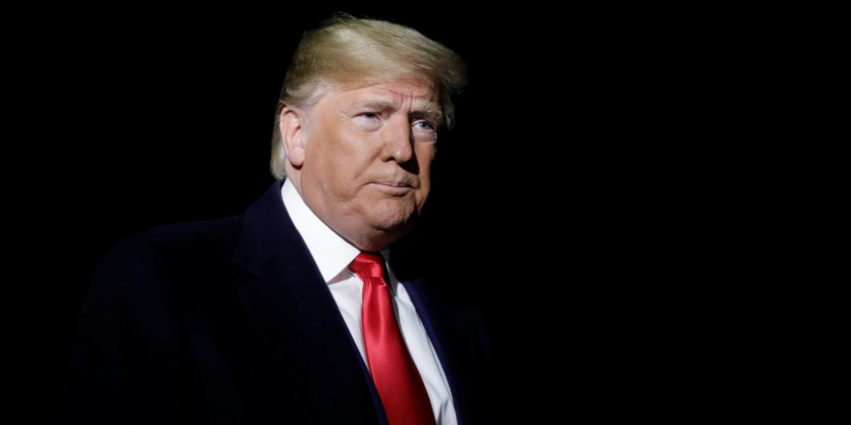 FILE PHOTO - U.S. President Donald Trump speaks to the media on the South Lawn of the White House in Washington, U.S., before his departure to New York, November 2, 2019. REUTERS/Yuri Gripas