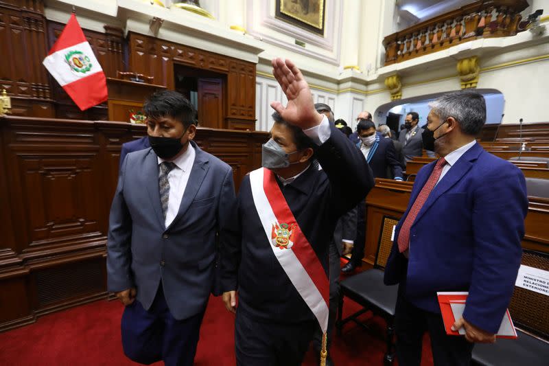 Peru's President Pedro Castillo addresses Congress amid impeachment crisis, in Lima