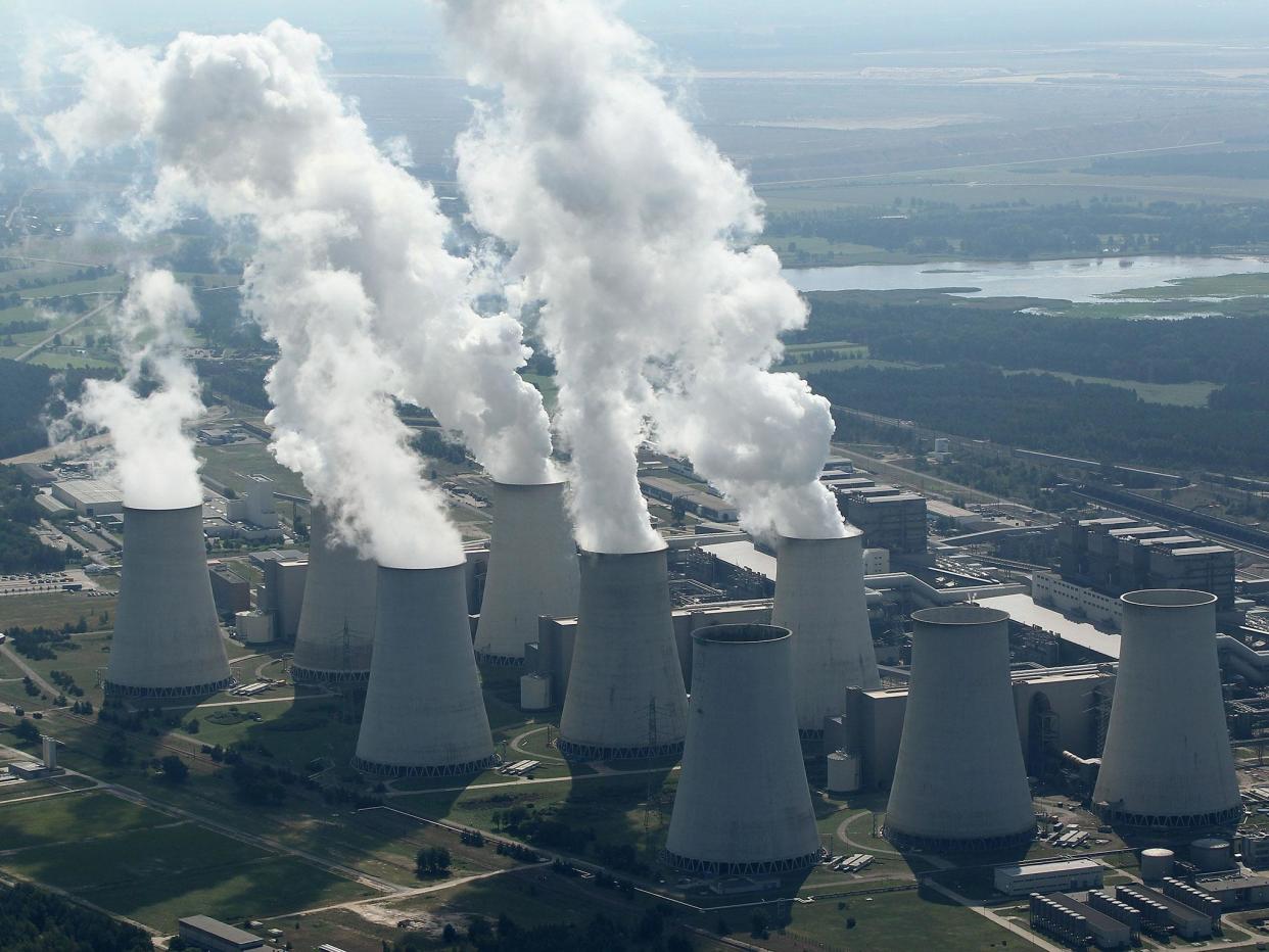 Steam rises from the Jaenschwalde coal-fired power plant in Germany: Getty