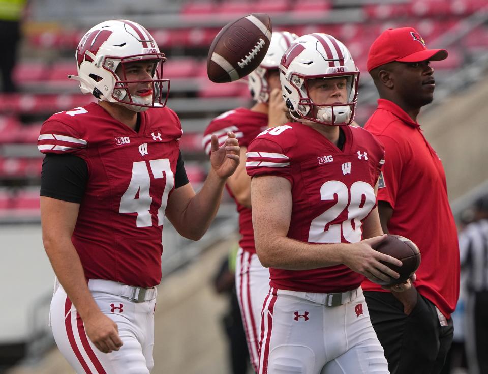 Wisconsin long snapper Peter Bowden (47)  earned a scholarship in his third season.