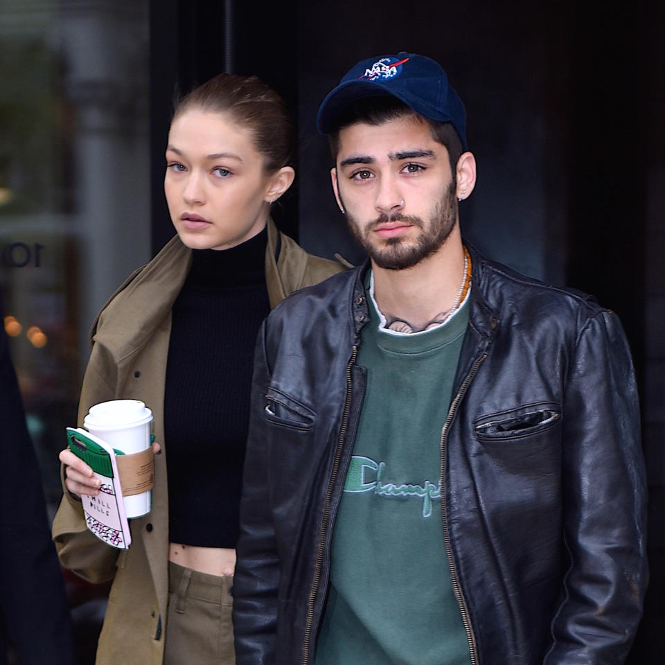 Closeup of Gigi Hadid and Zayn Malik