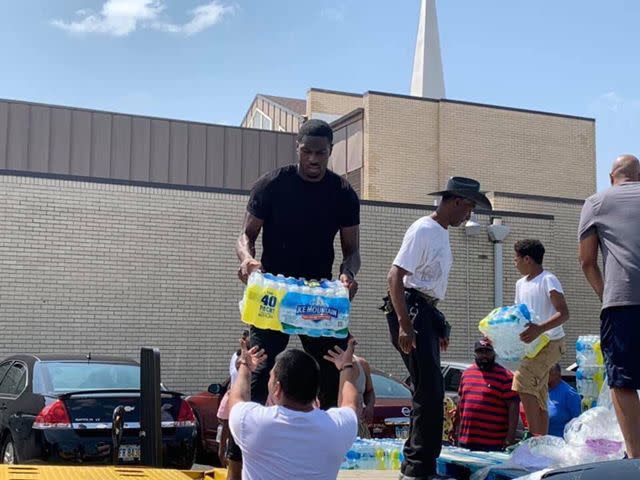 Bengals pro bowl wide receiver AJ Green stopped by Corinthian Baptist Church/Red Cross Emergency shelter to donate and lend a helping hand for those impacted by the tornado. Photos courtesy of Maria Brooks.