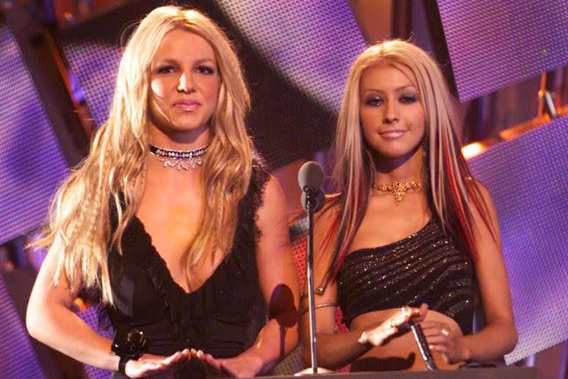 <p>KMazur/WireImage</p> Christina Aguilera and Britney Spears during The 2000 MTV Video Music Awards