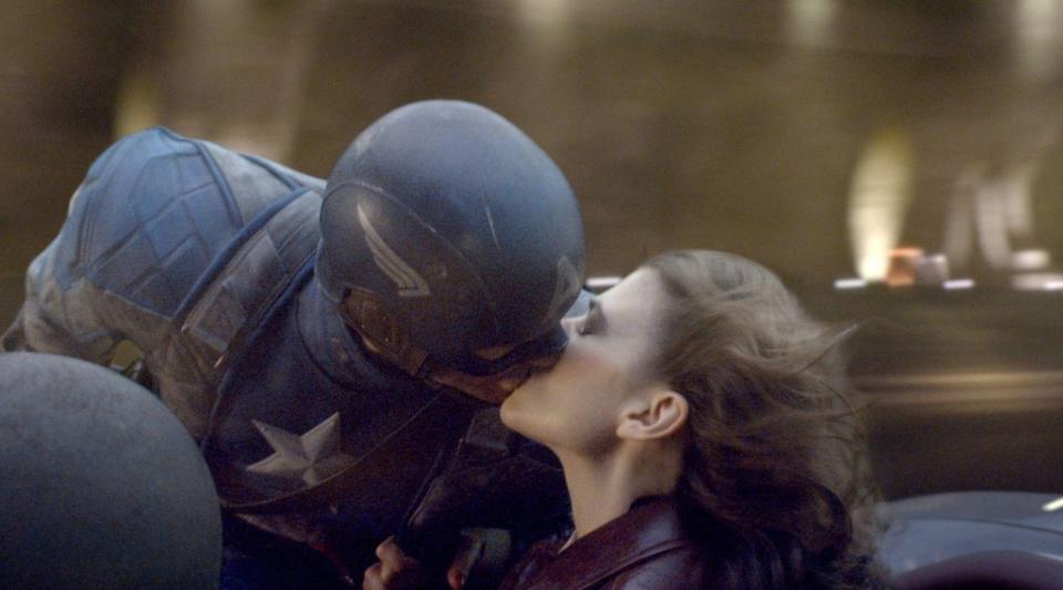 Captain America (Chris Evans) and Peggy Carter (Haley Atwell) have a tender reunion in 'Endgame.' (Photo: Marvel Studios)