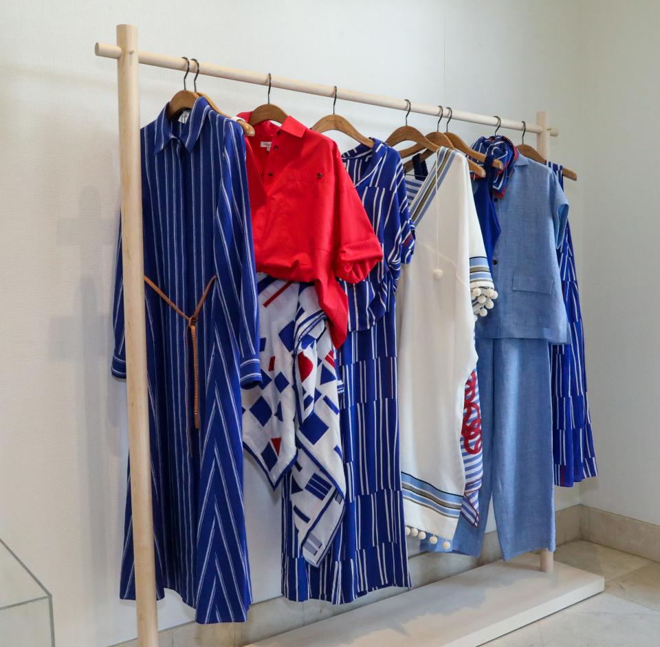 Lafayette 148's pop-up collection at The Colony included flowy kaftans in reds, soft whites and Mediterranean blues.