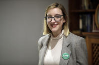 Abigail Bessler daughter of Democratic presidential candidate Sen. Amy Klobuchar, D-Minn., speaks to supporters during a campaign gathering Tuesday, Jan. 21, 2020, in Stanton, Iowa. (AP Photo/Marcio Jose Sanchez)