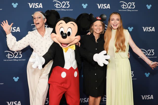 <p>The Walt Disney Company</p> Jamie Lee Curtis, Mickey Mouse, Jodie Foster and Lindsay Lohan.