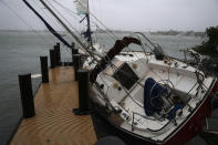 <p><strong>Miami</strong><br> A boat is tipped at an angle along the dock at the Watson Island marina as Hurricane Irma passed through the area on Sept. 10, 2017 in Miami, Florida. (Photo: Joe Raedle/Getty Images) </p>