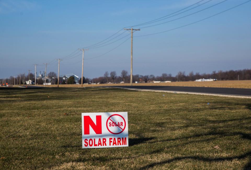 An anti-solar farm sign in Gaston. 