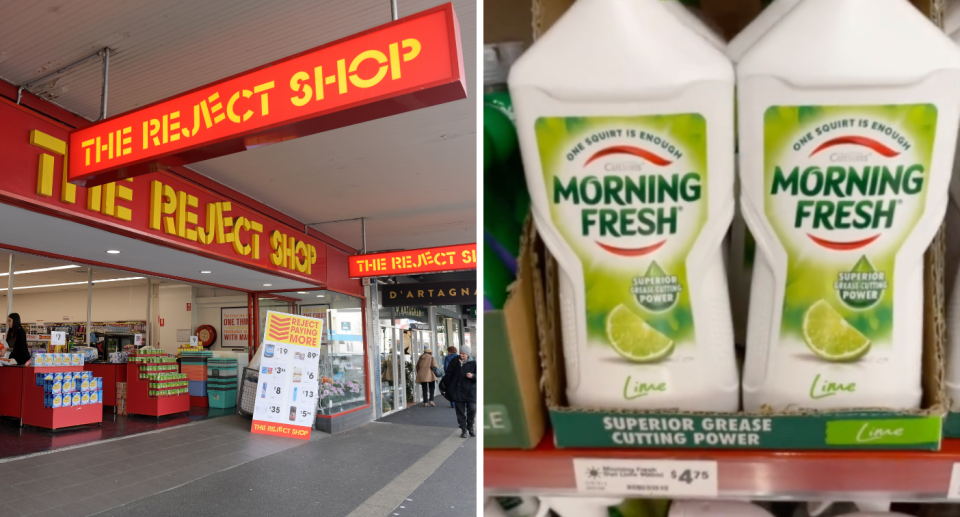 The Reject Shop and Morning Fresh dishwashing liquid. 