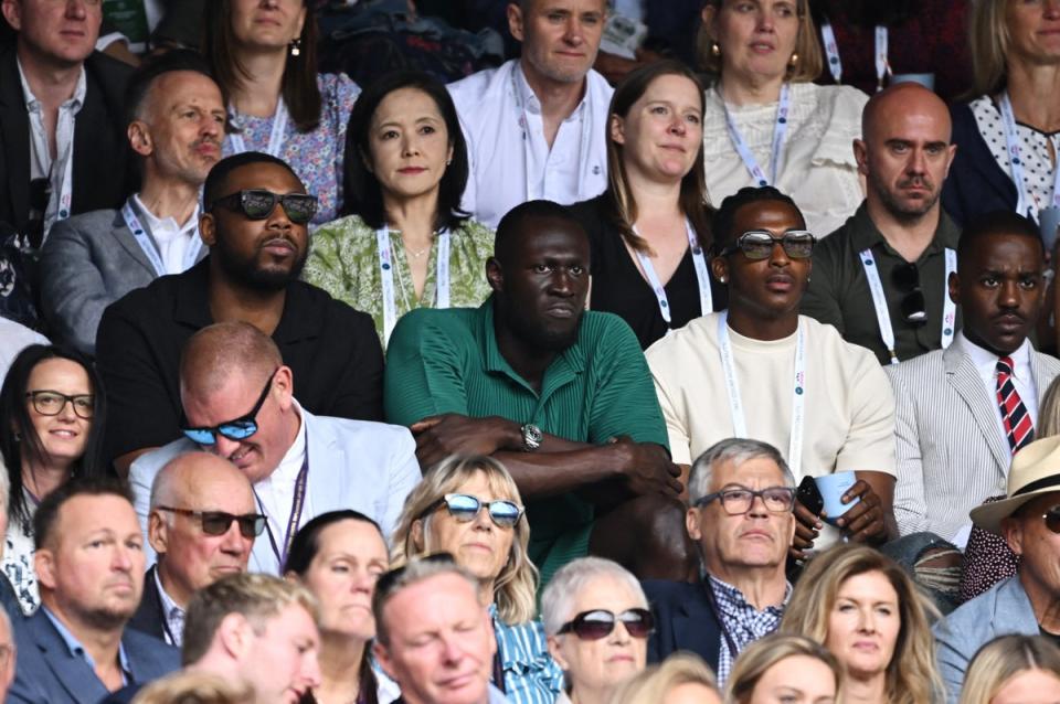 Singer Stormzy in the stands during the men's singles final (REUTERS)