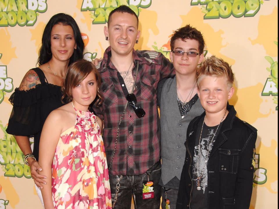 Chester with second wife Talinda and their three kids. Source: Getty