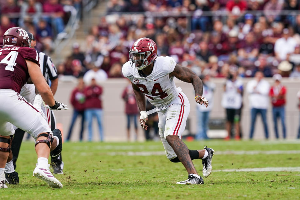 Alabama's Terrell Lewis (24) has been beset by injuries but has NFL scouts intrigued. (Photo by Daniel Dunn/Icon Sportswire via Getty Images)