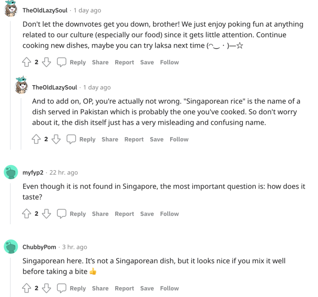 singaporean rice - reddit comments