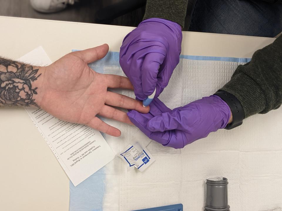 The number of HIV tests like this one at Crescent Care in New Orleans dropped sharply during the COVID-19 pandemic.