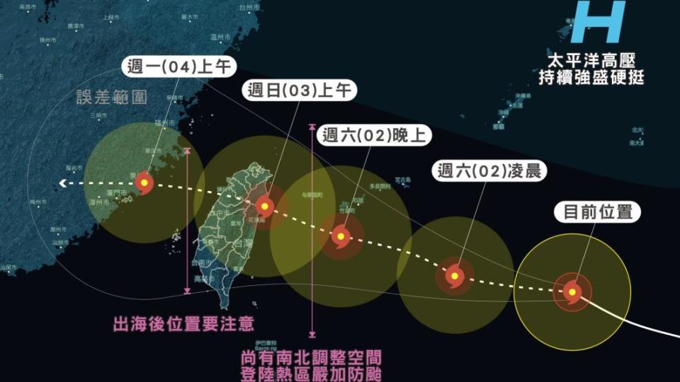 海葵抵台前恐挑戰中颱前段班。（圖／翻攝自「台灣颱風論壇｜天氣特急」臉書）