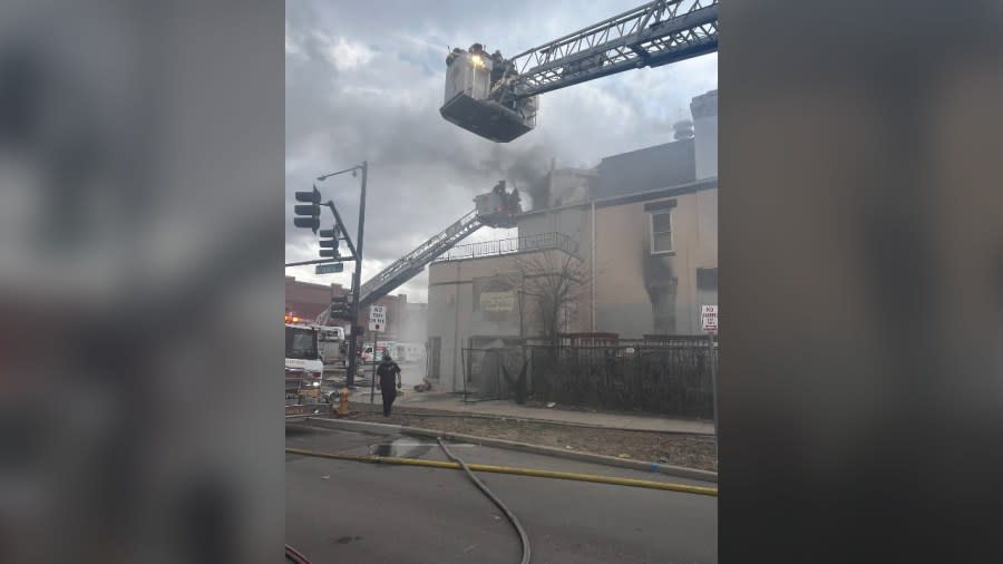 The Denver Fire Department is fighting a fire at an abandoned building near Colfax Avenue and Franklin Street.