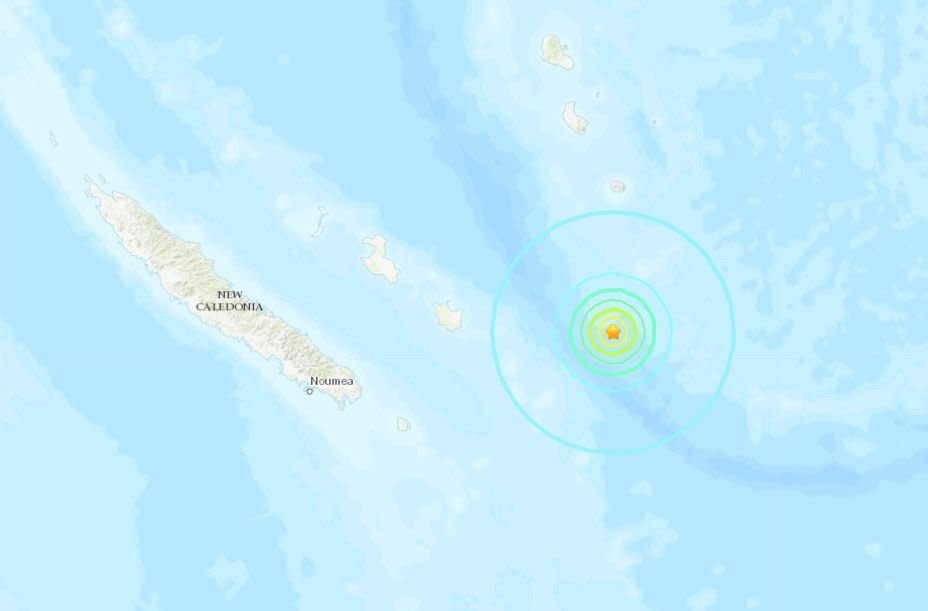 南太平洋的新喀里多尼亞(New Caledonia)發生芮氏規模6.8強震。(圖:USGS)