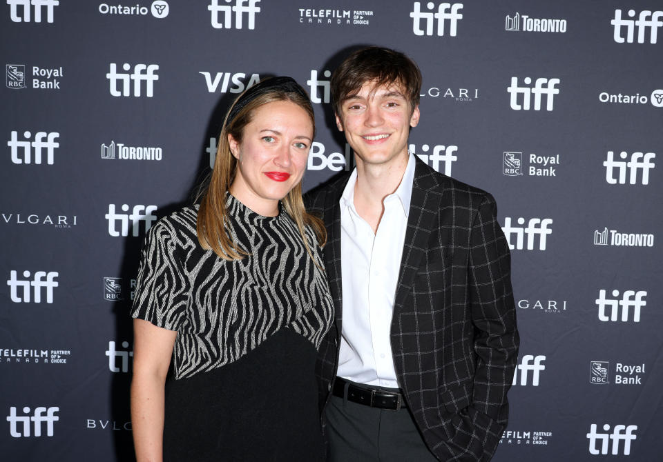 TORONTO, ONTARIO - SEPTEMBER 11: Ariane Louis-Seize and Félix-Antoine Bénard attend the 