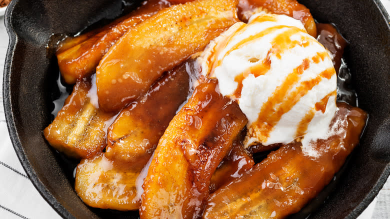 Bananas foster with ice cream