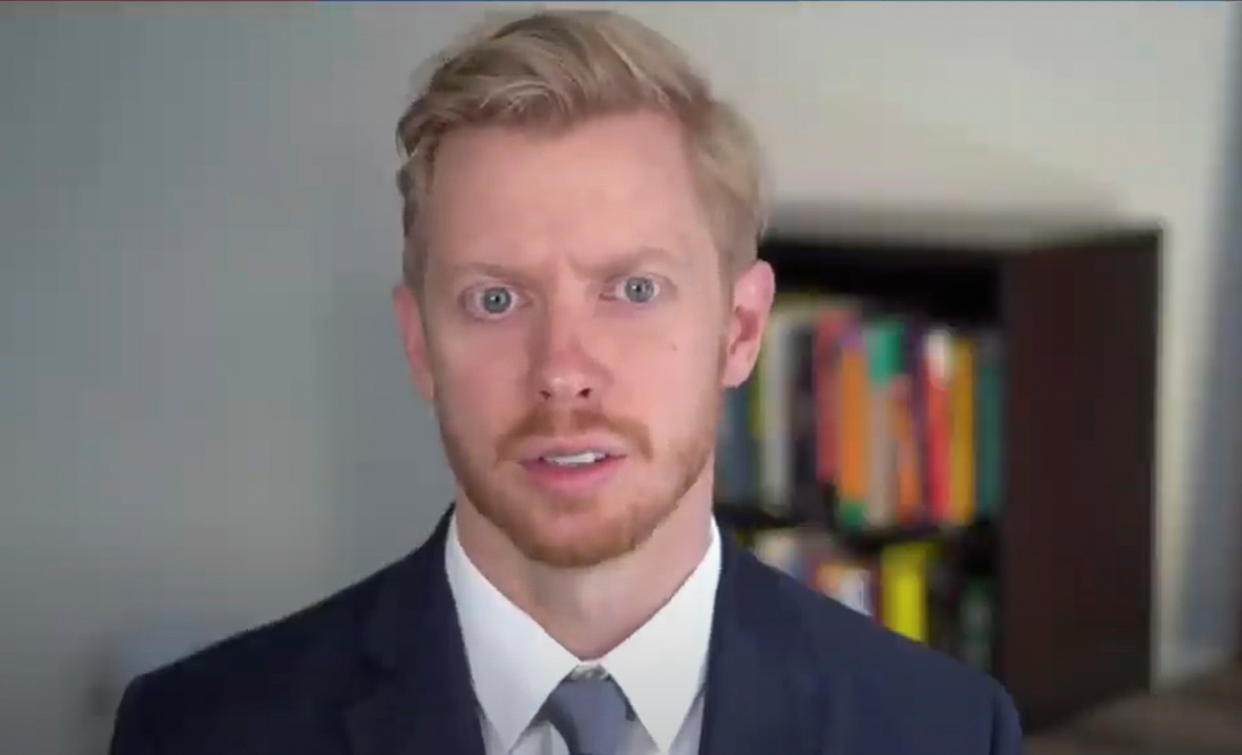 Steve Huffman, CEO and Co-Founder of Reddit, is seen in a framegrab from live video as he testifies about stock trading and GameStop, during an entirely virtual hearing of the U.S. House of Representatives Committee on Financial Services entitled “Game Stopped? Who Wins and Loses When Short Sellers, Social Media, and Retail Investors Collide?”, in Washington, U.S., February 18, 2021.   House Committee on Financial Services/Handout via Reuters