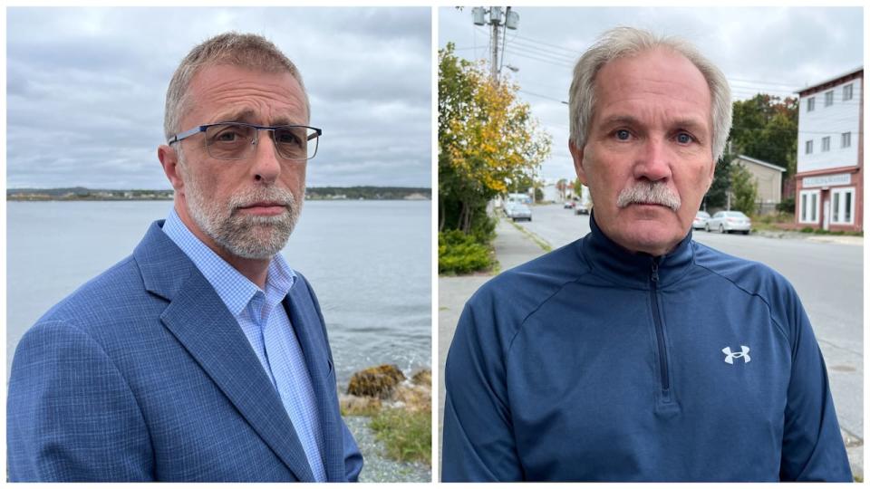 Bay Roberts Mayor Walter Yetman (left) and Harbor Grace Mayor Don Coombs say more police support is needed given rising crime in their areas, fueled by a recent shooting and the discovery of remains in a pickup truck became clear.