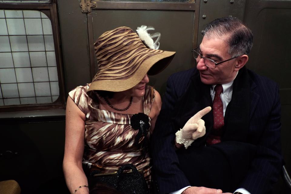 Riders Enjoy Vintage New York City Subway Trains In Annual Holiday Tradition