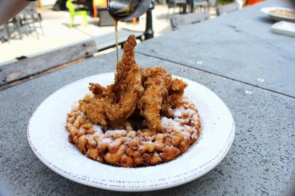 State of Confusion’s Fried Chicken Funnel Cake breakfast.