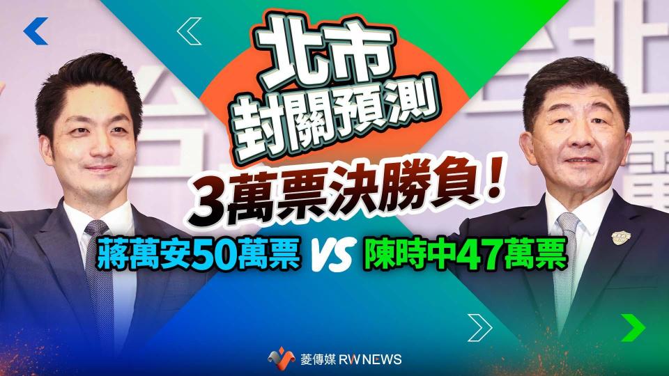 北市封關預測／3萬票決勝負！蔣萬安50萬票vs陳時中47萬