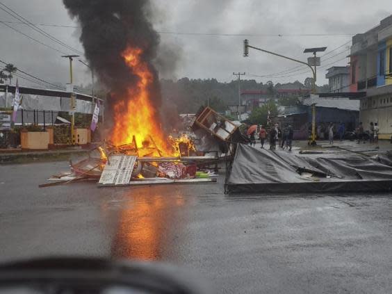 Fires burn in Indonesia following protests (AP)