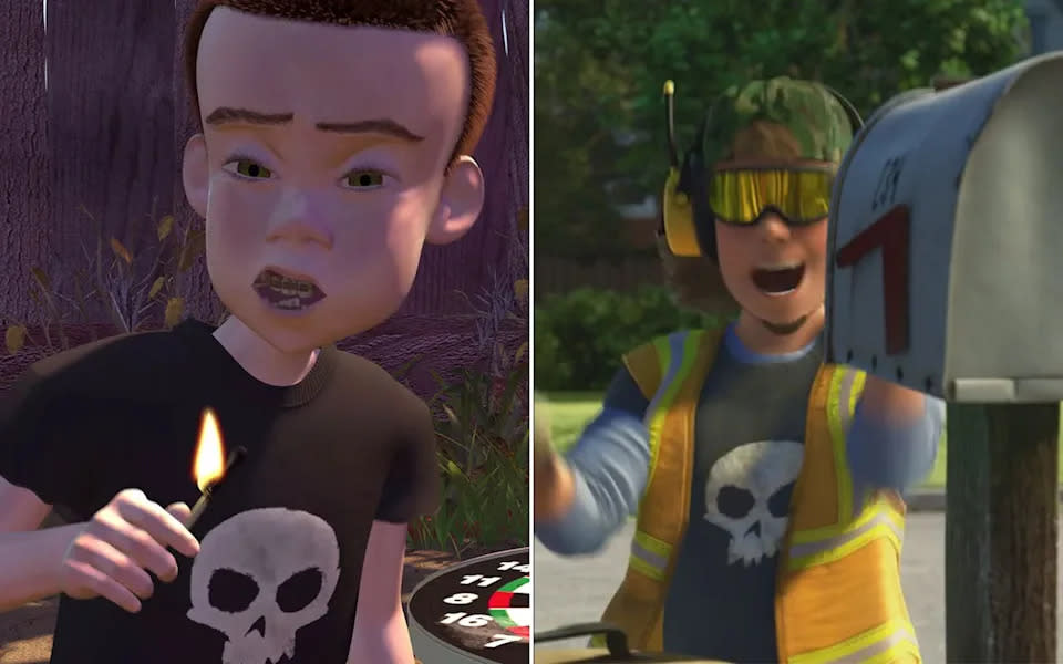 The 10-year-old menace from Toy Story 1 reappears in Toy Story 3. (Disney)