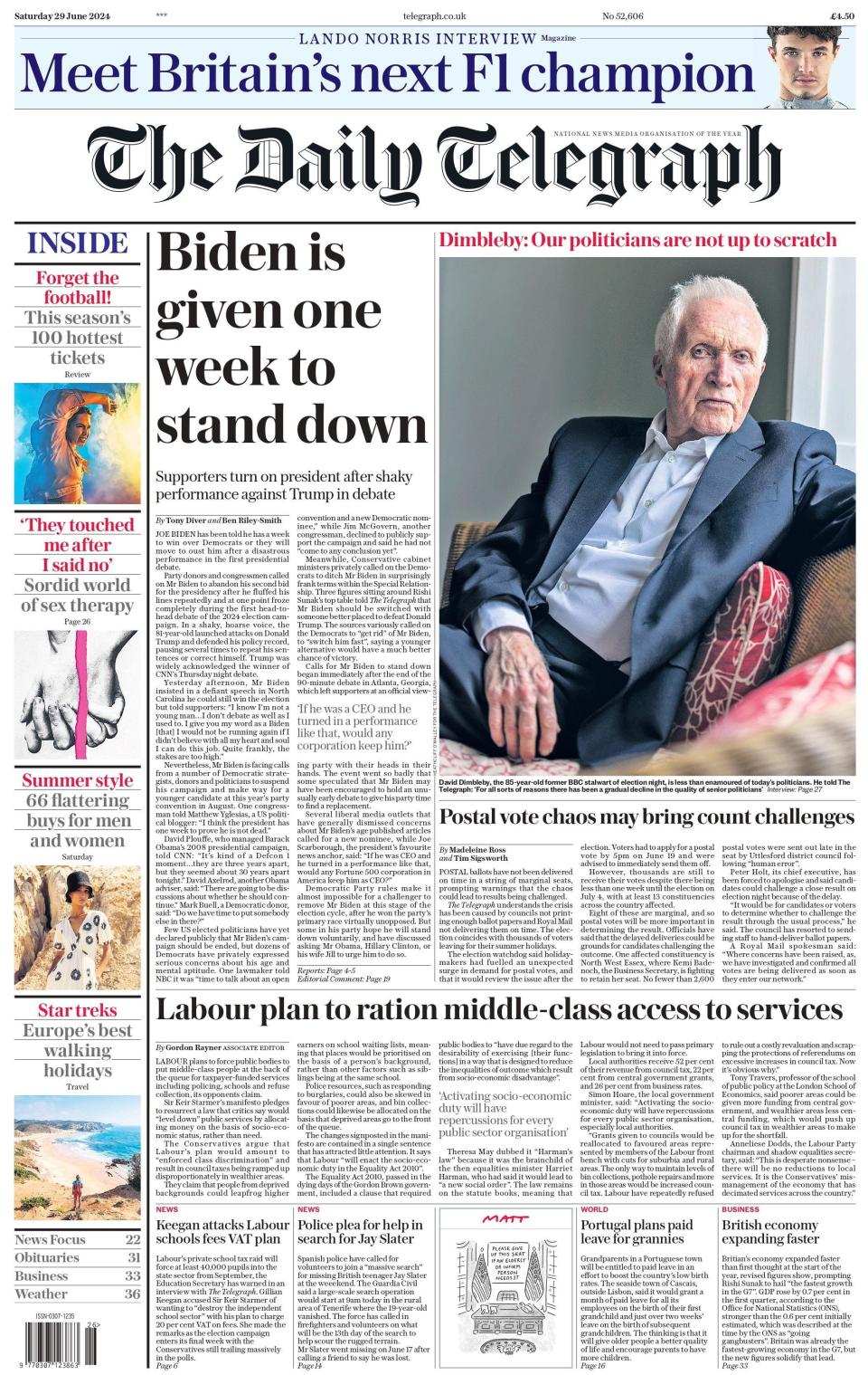 Daily Telegraph: Biden is given one week to stand down