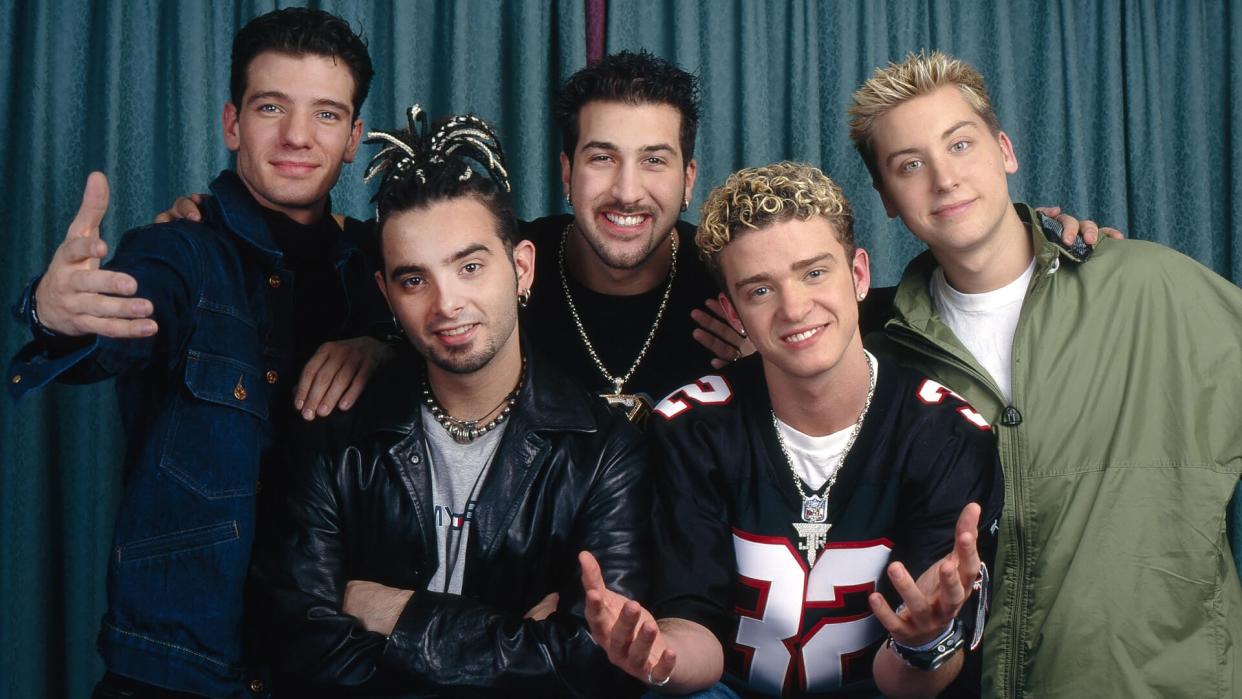 Mandatory Credit: Photo by Ilpo Musto/Shutterstock (1271018m)'N Sync - J C Chasez, Chris Kirkpatrick, Joey Fatone, Justin Timberlake and Lance Bass'N Sync at the Conran Hotel, Chelsea Harbour, London, Britain - 1997.