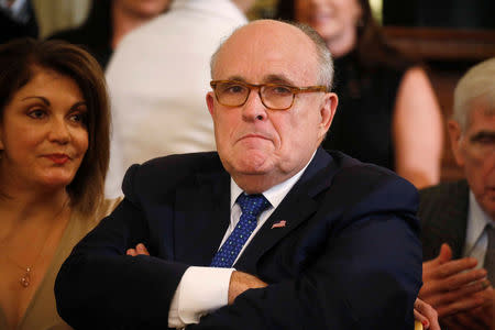 Rudy Giuliani is seen ahead of U.S. President Donald Trump introducing his Supreme Court nominee in the East Room of the White House in Washington, U.S., July 9, 2018. REUTERS/Leah Millis